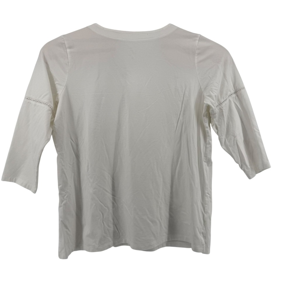 Belle Kim Gravel V Neck 3/4 Sleeve White Top Women's Size XL Cotton Modal Casual - Picture 2 of 7